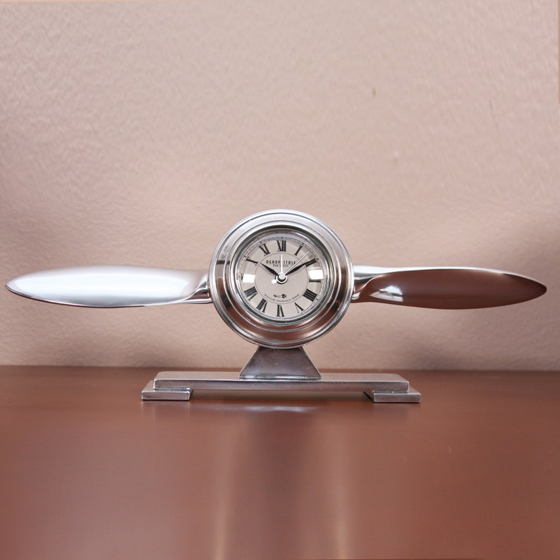 Art Deco Airplane Propeller Table Clock Etsy Australia