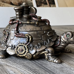 Handmade Steampunk Turtle With Trinket Box image 1