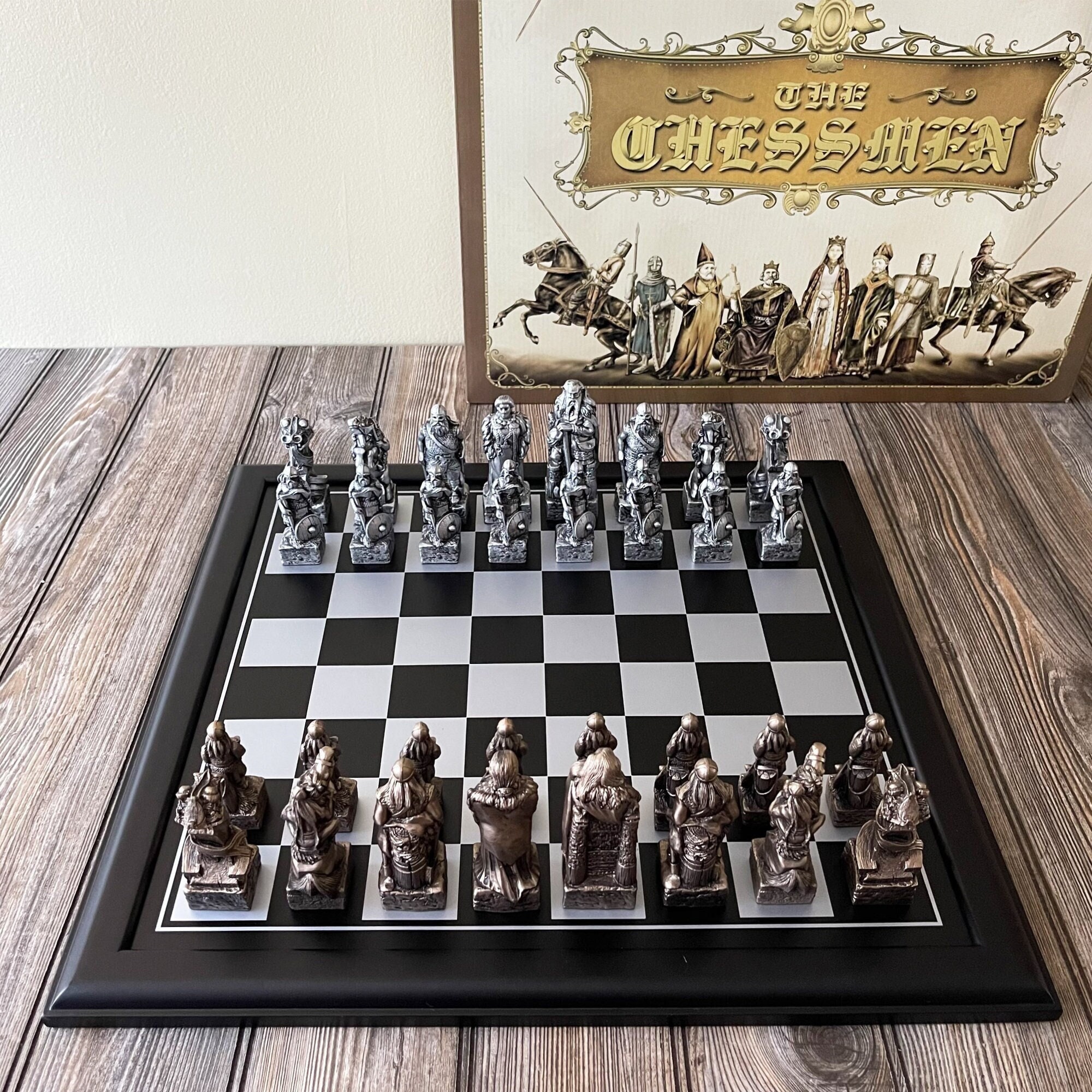 Luxury handmade chess set Vikings 600140003 (bronze, gold/silver)