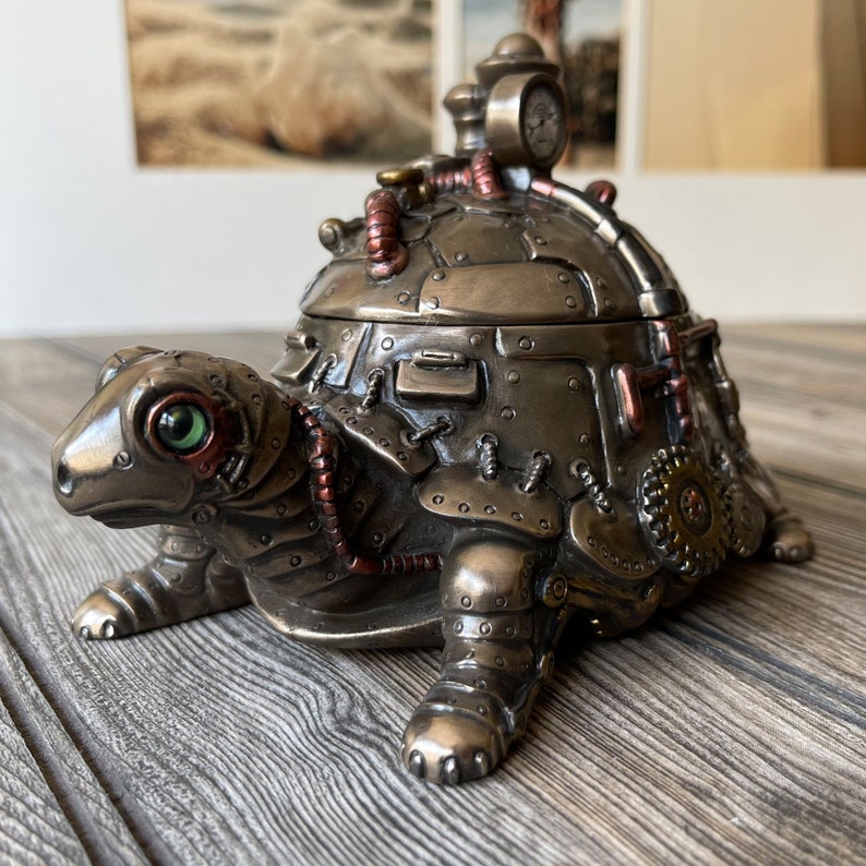 Handmade Steampunk Turtle With Trinket Box image 4