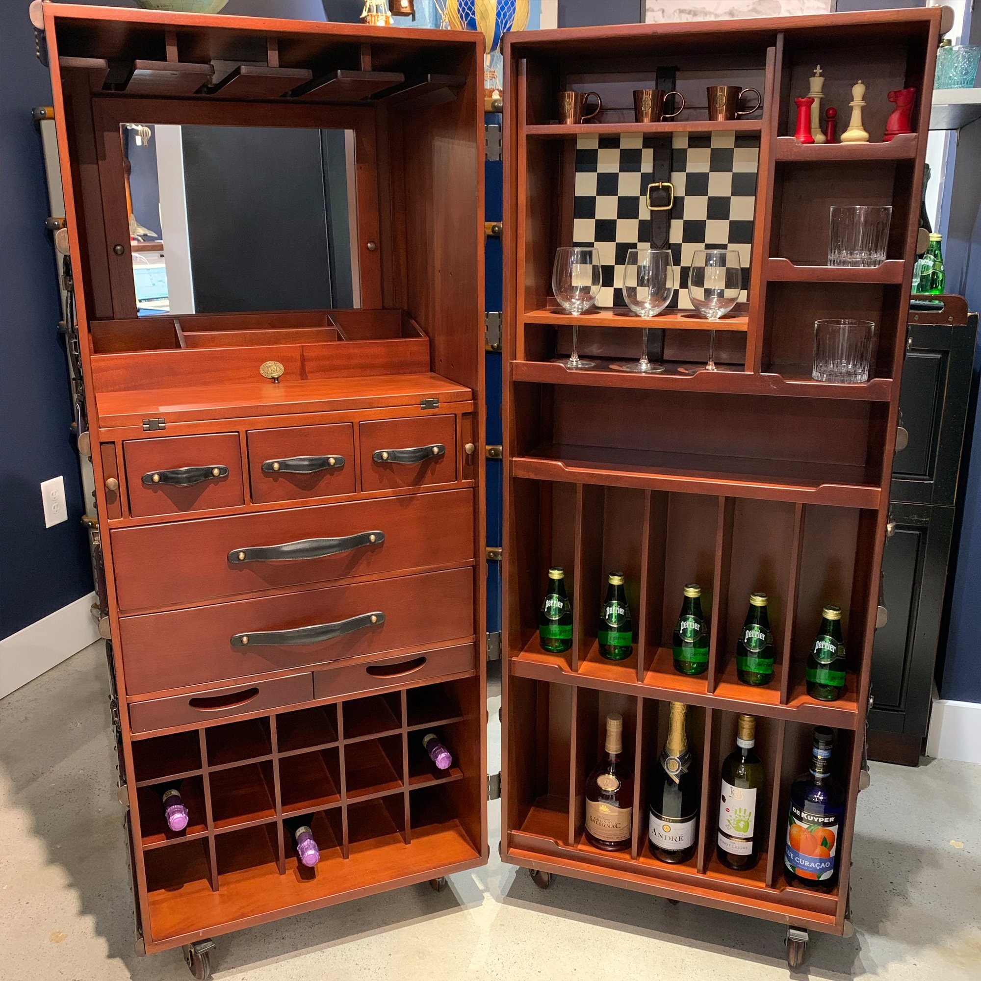 Handmade Treasure Chest Home Bar Cabinet Trunk 