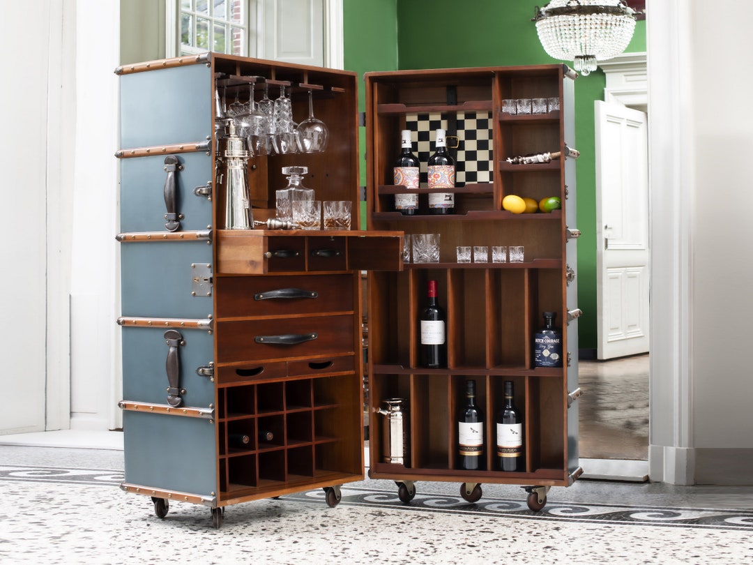 Steamer trunk drinks cabinet deals