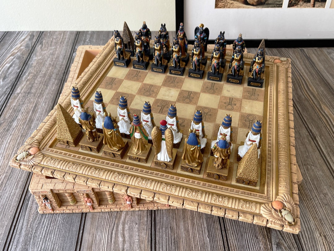 Egyptian Goods Chess Set With Ankh Battlefield Board Etsy