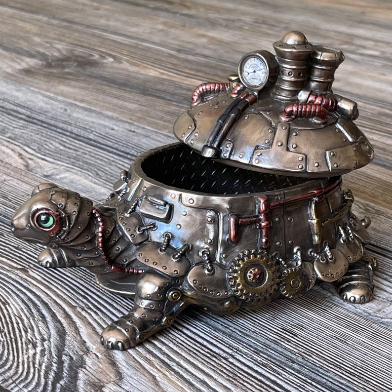 Handmade Steampunk Turtle With Trinket Box image 8