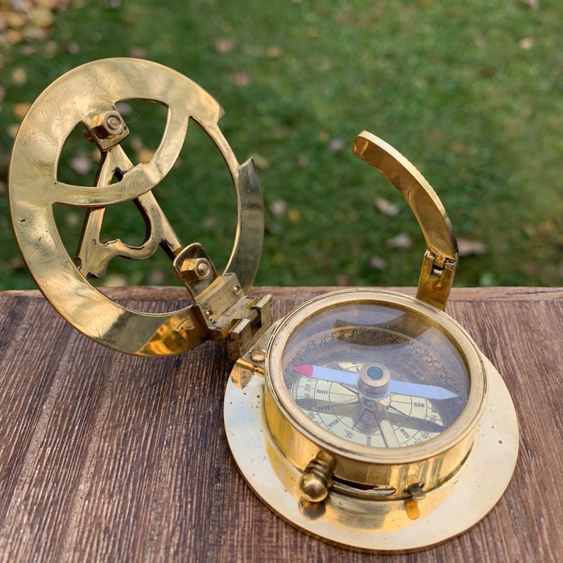 Nautical Solid Brass Sundial Compass With Box - Etsy