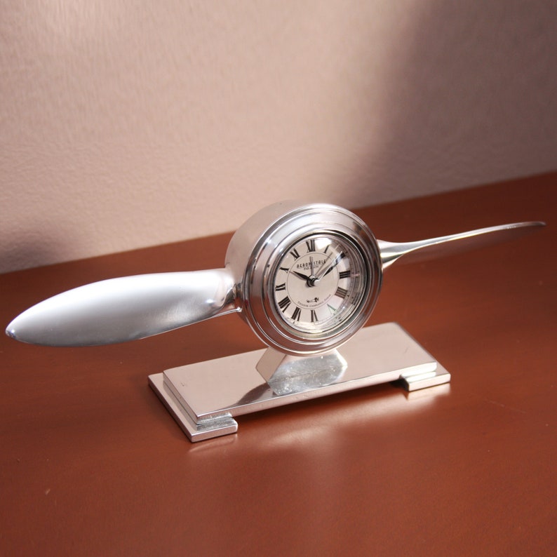 Art Deco Airplane Propeller Table Clock Etsy Australia