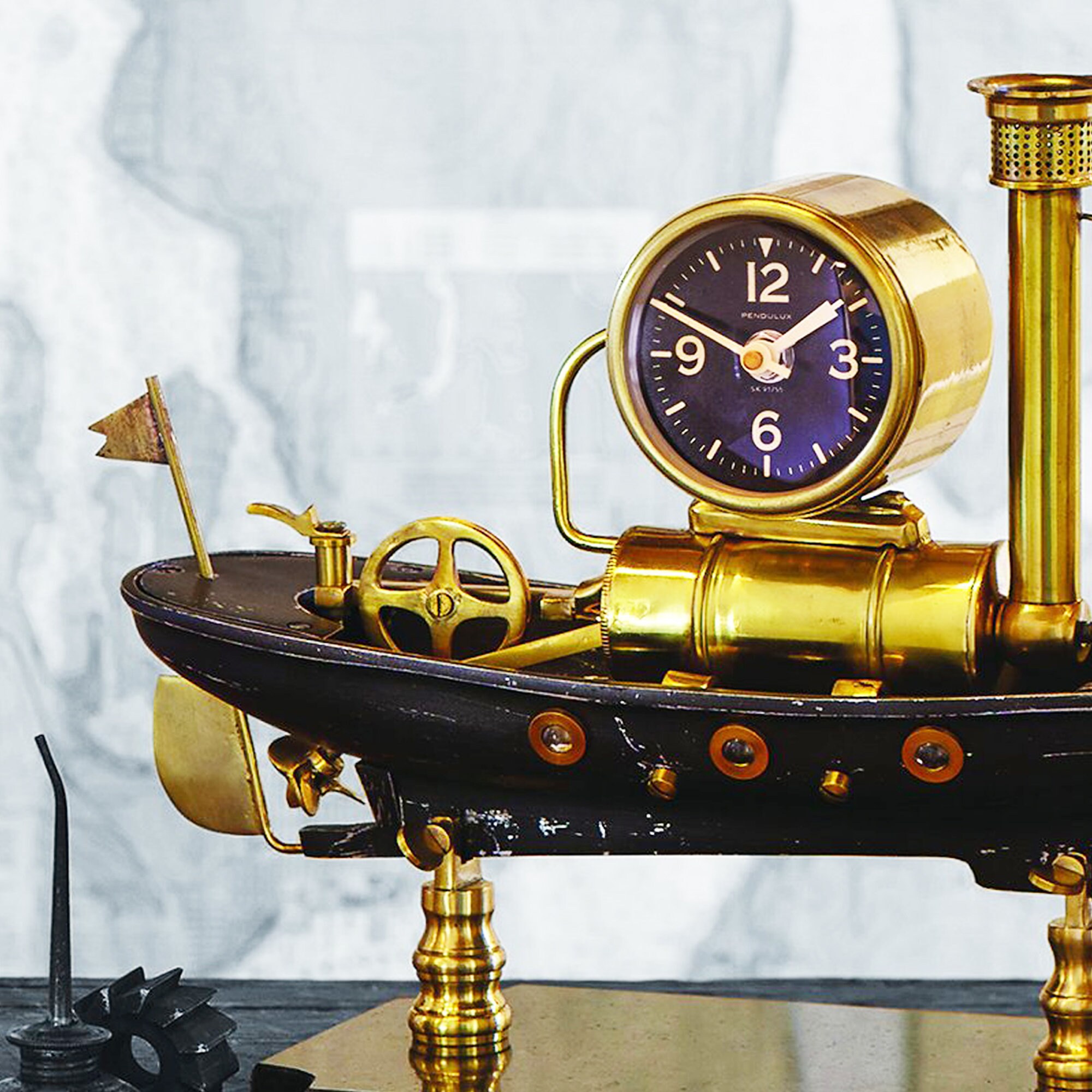 Custom Made Steamboat Ship Desk Clock Decor Etsy