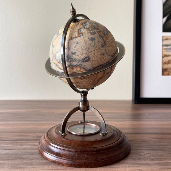 Tabletop Terrestrial World Globe With Compass