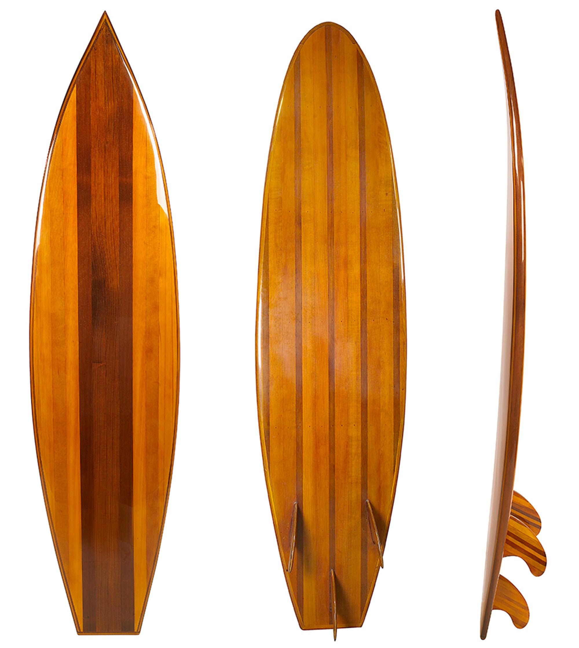 Tropical Bamboo Surfboard Shaped Cutting Board: Hibiscus Stamp