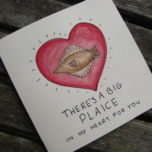 Er is een grote schol in mijn hart voor u Valentijnsdag Kaart, Valentijnsdag Kaart, Groeten kaart, origineel, met de hand getekend, hand geschilderd