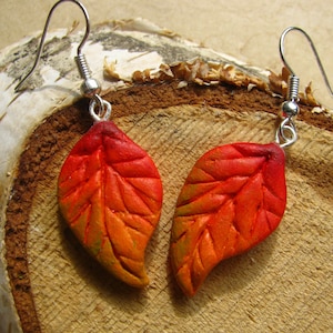 Autumn Leaf Earrings, Fall Leaf Earrings, Polymer Clay Leaf Earrings, Autumnal Earrings, Nature Earrings, Seasonal, Handmade, Fall