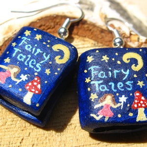 Fairy Tale Earrings, Fairy Storybook Earrings, Fairy Book Earrings, Book Earrings, Polymer Clay, Handmade