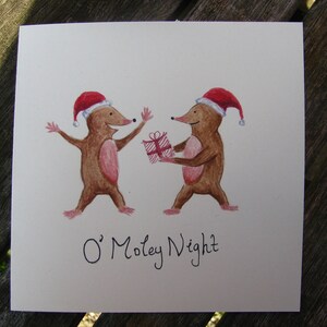 O' Moley Night Christmas Card, Tarjeta de Navidad, Tarjeta de felicitación, Diseño original, Ilustración, Dibujado a mano, Pintado a mano