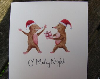 O&#39; Moley Night Christmas Card, Christmas Card, Greetings Card, Original Design, Illustration, Hand Drawn, Hand Painted