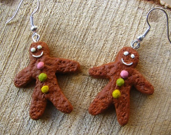 Gingerbread Man Earrings, Gingerbread Men Earrings, Christmas Earrings, Drop Earrings, Polymer Clay Earrings, Handmade