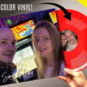 NOVO! Mixtape de vinil colorido de 12" frente e verso, totalmente personalizado + músicas, foto no meio - Sua playlist incrível em vinil, nós produzimos rápido