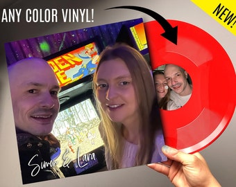 NOVITÀ! Mixtape in vinile colorato da 12" a due lati, completamente personalizzato + canzoni, foto al centro - La tua fantastica playlist su vinile, stampa veloce