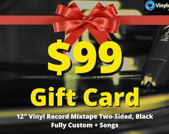 GIFT CARD For 12" Vinyl Record Mixtape Two Sided, Black, Fully Custom + Songs for That Special Someone