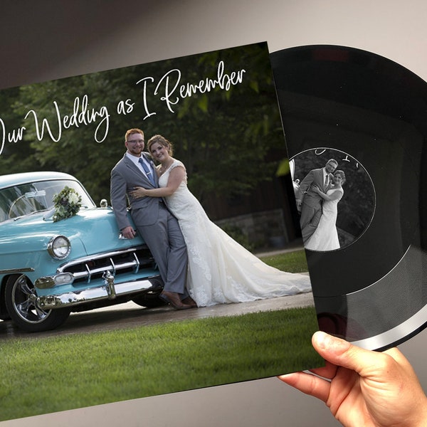 12" Custom Vinyl Wedding Record - Your Special Music Mixtape on Vinyl. Send Us Photos then We Will Design Your Cover & Sticker Art Work!