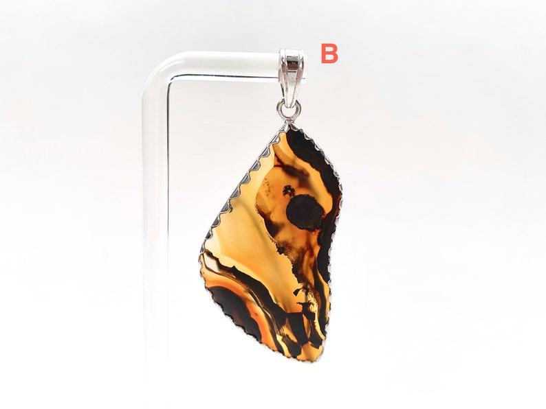 Your Choice Green Yellow Brown Statement Pendant Agate Gemstone Pendant with Sterling Silver Kasidon