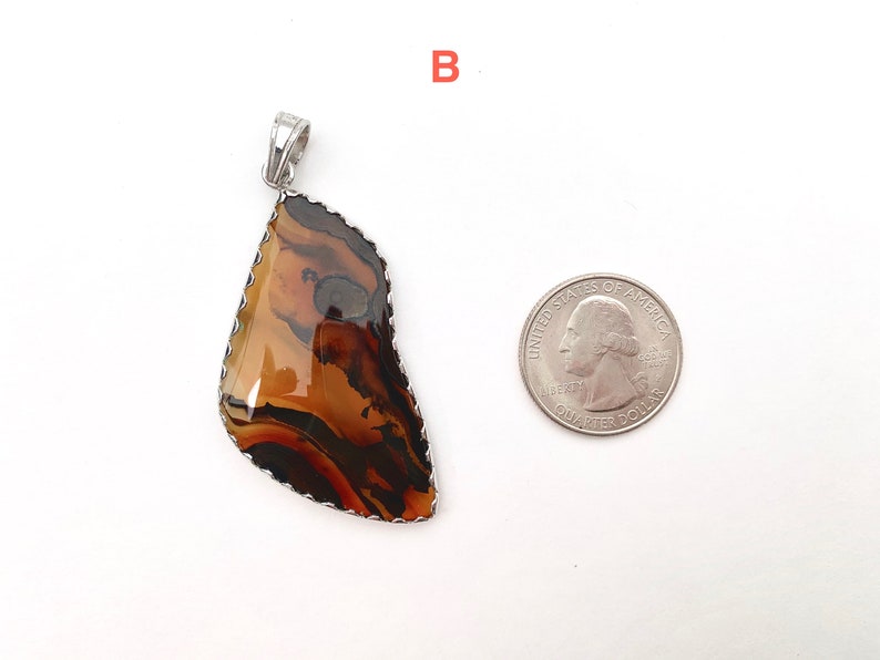 Your Choice Green Yellow Brown Statement Pendant Agate Gemstone Pendant with Sterling Silver Kasidon