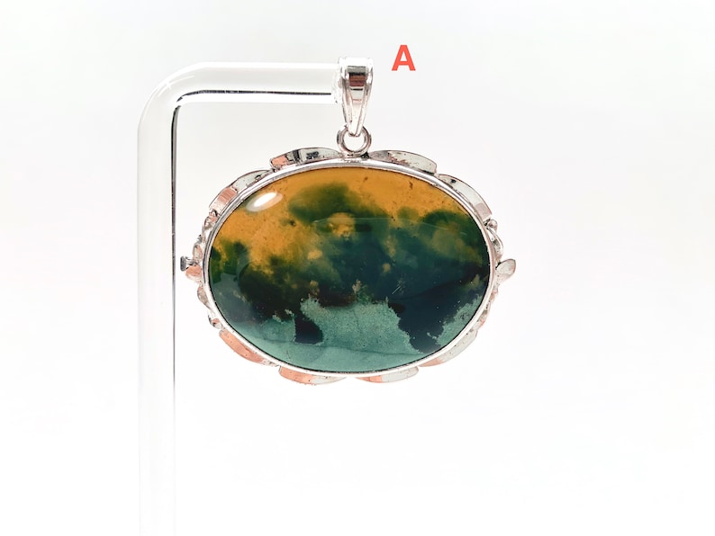 Your Choice Green Yellow Brown Statement Pendant Agate Gemstone Pendant with Sterling Silver Kasidon