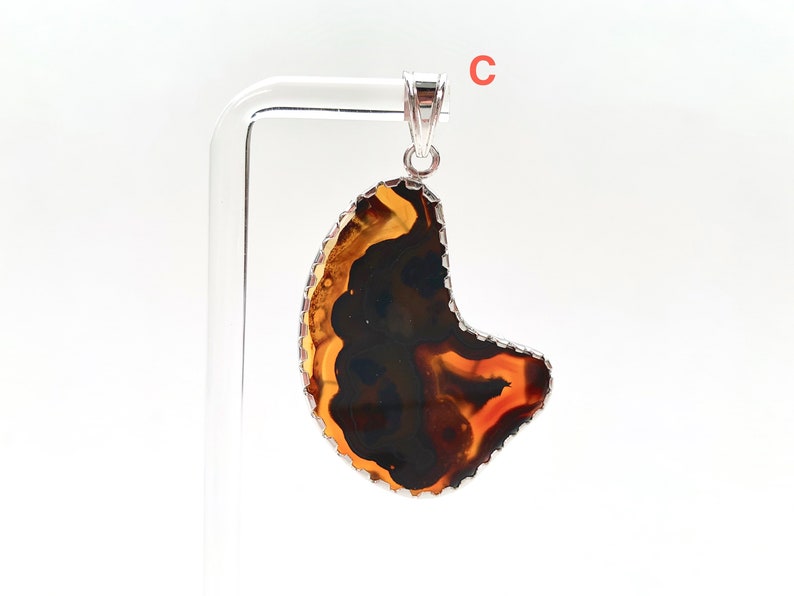 Your Choice Green Yellow Brown Statement Pendant Agate Gemstone Pendant with Sterling Silver Kasidon