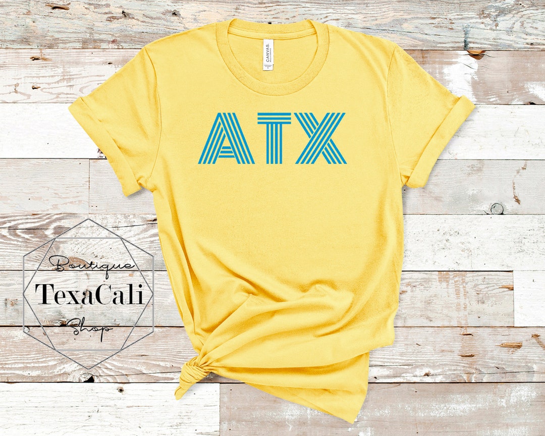 ATX Austin Texas Shirt, Maize Yellow Celestial Blue ATX, Austin Shirt