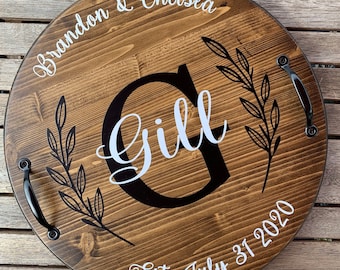 Personalized Wood Tray, Wedding Gift, Housewarming Gift, Realtor Gift