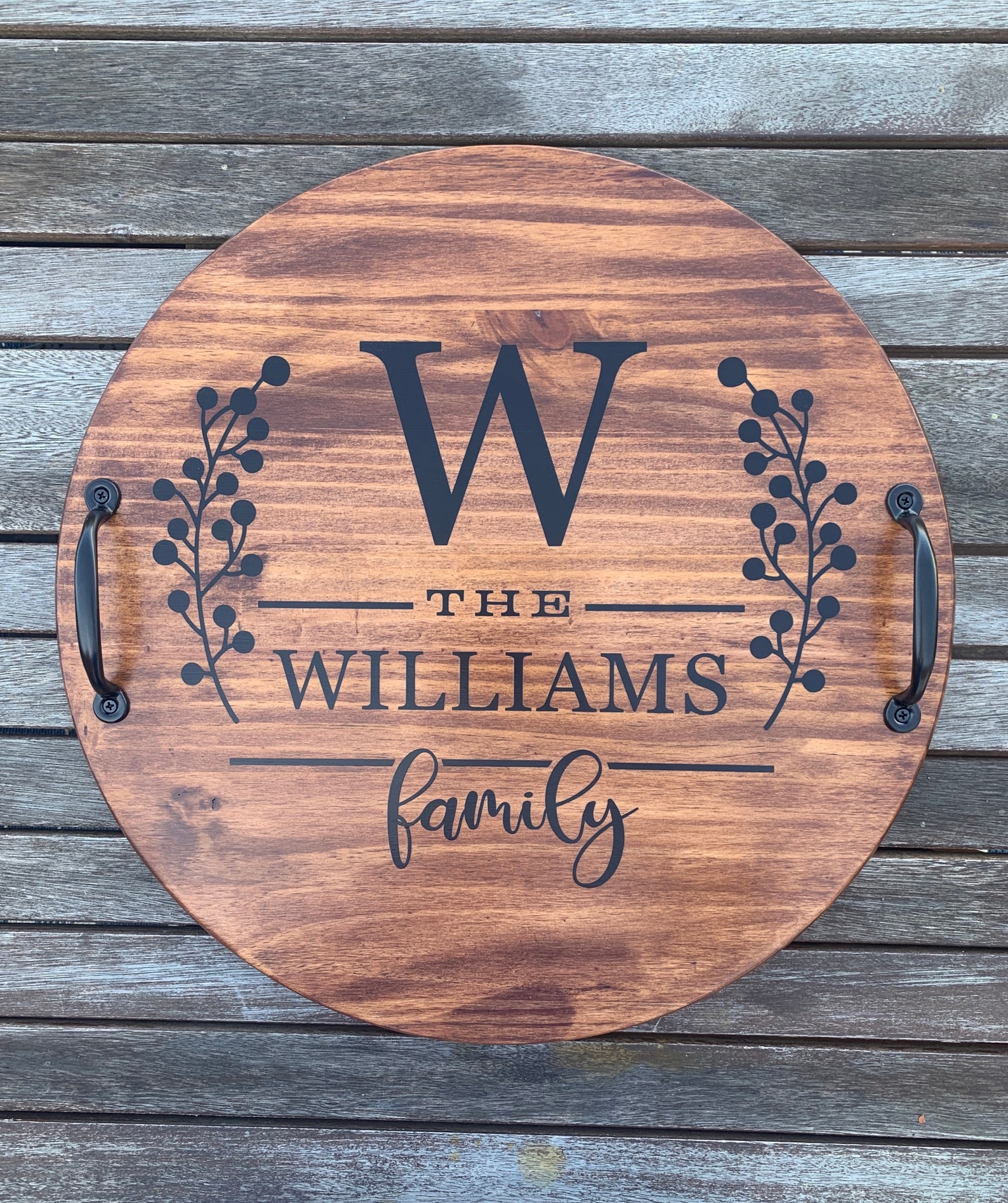Personalized Serving Tray Personalized Tray Round Wood Tray Etsy