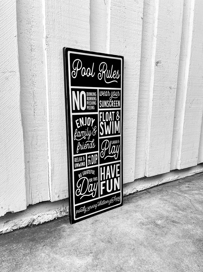 Wood Pool Sign Pool Sign Fun Pool Rules Sign Pool Rules Etsy