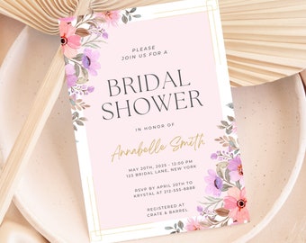 Floral Bridal Shower Invitation, Spring Bridal Shower Invite Template, Wildflower Bridal Shower, Love in Bloom Bridal Shower Invite Template