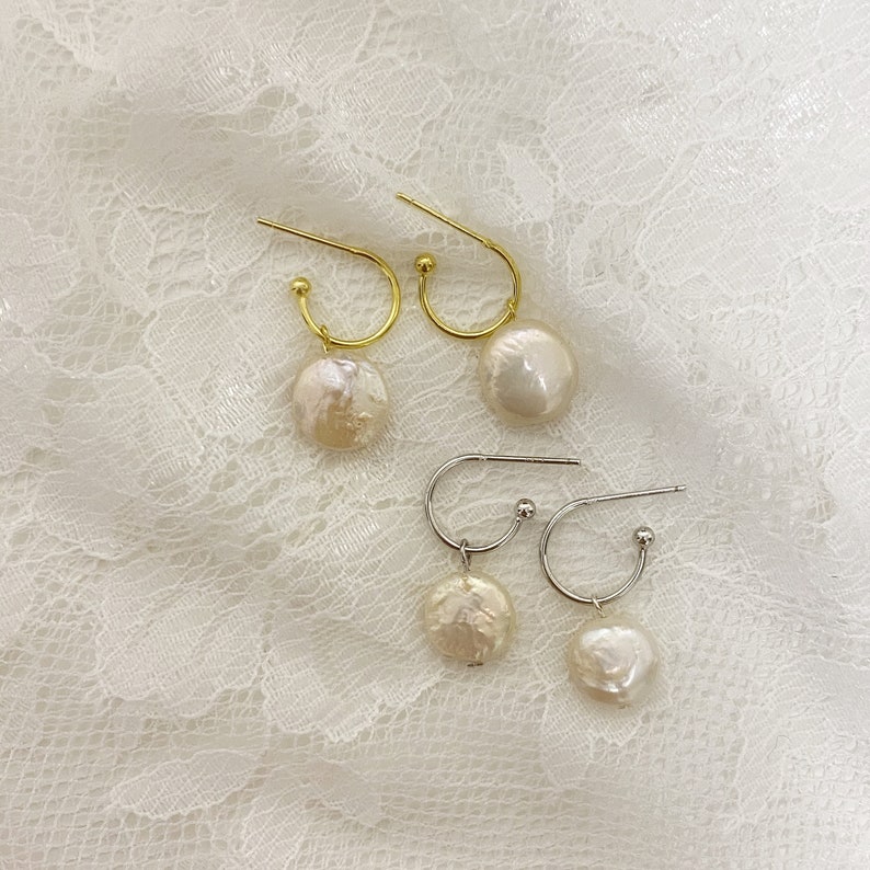 natural freshwater pearl drop earrings invisible clip on earrings Baroque pearl huggie clip on earrings Gift for her