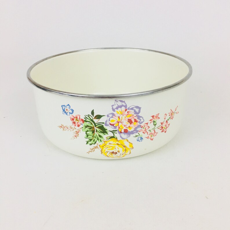 Kobe Retro Vintage Enamel Floral Bowls Set of 2 Etsy