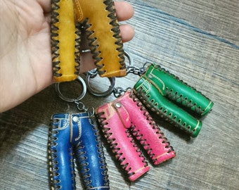 FREE  2 initials COW BOY GIRL RODEO FAN  ~  All Leather Key Ring 