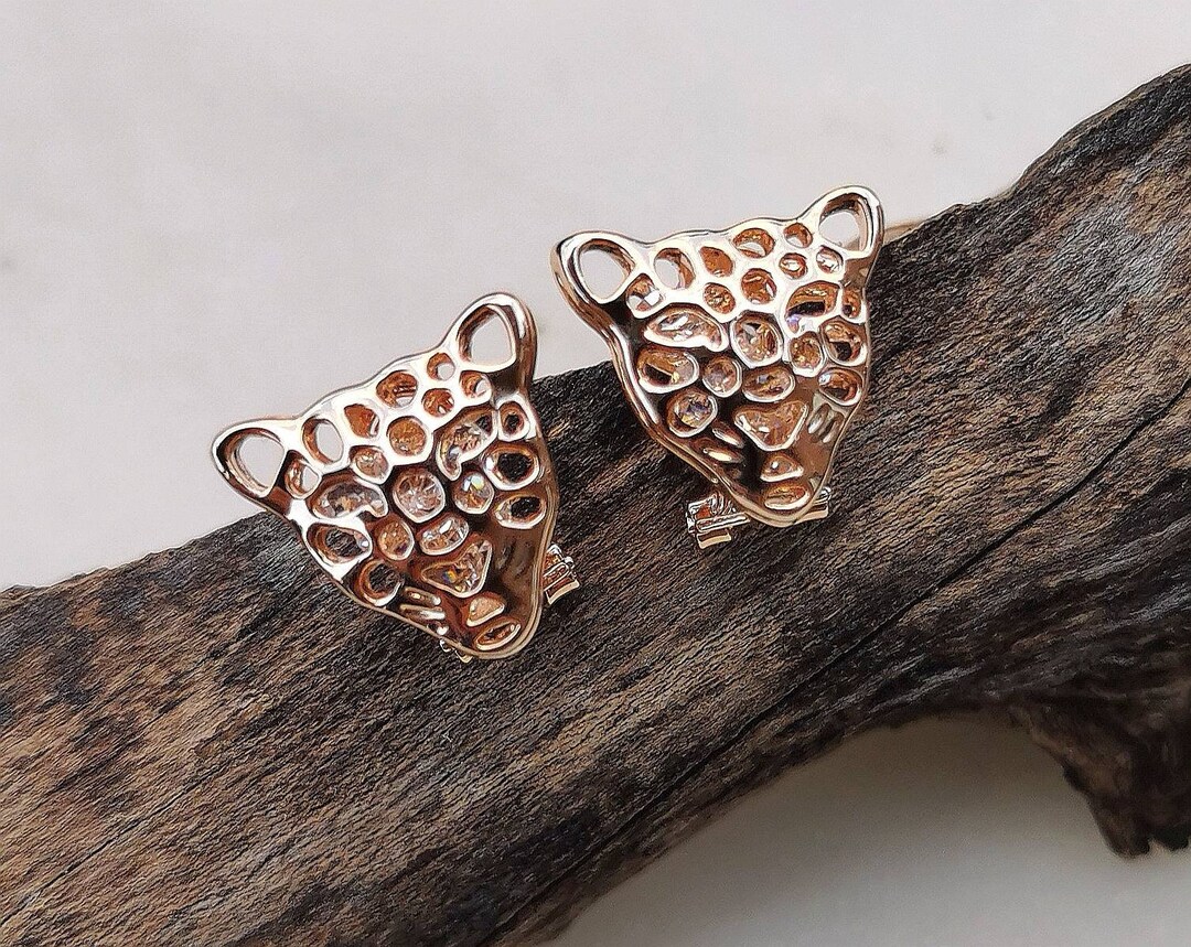 Boucles D'oreilles Pendantes Panthère - Doré, Yeux Verts Et Cristal - Bijoux Des Lys - Neuf Avec étiquettes