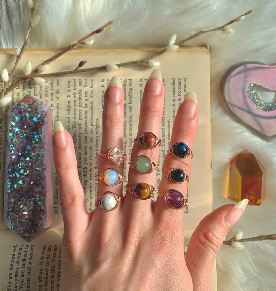 US size 6 12 ring healing stone gift for her elegant chrysocolla jewelry copper chrysocolla ring /'messenger/' wire wrapped copper ring