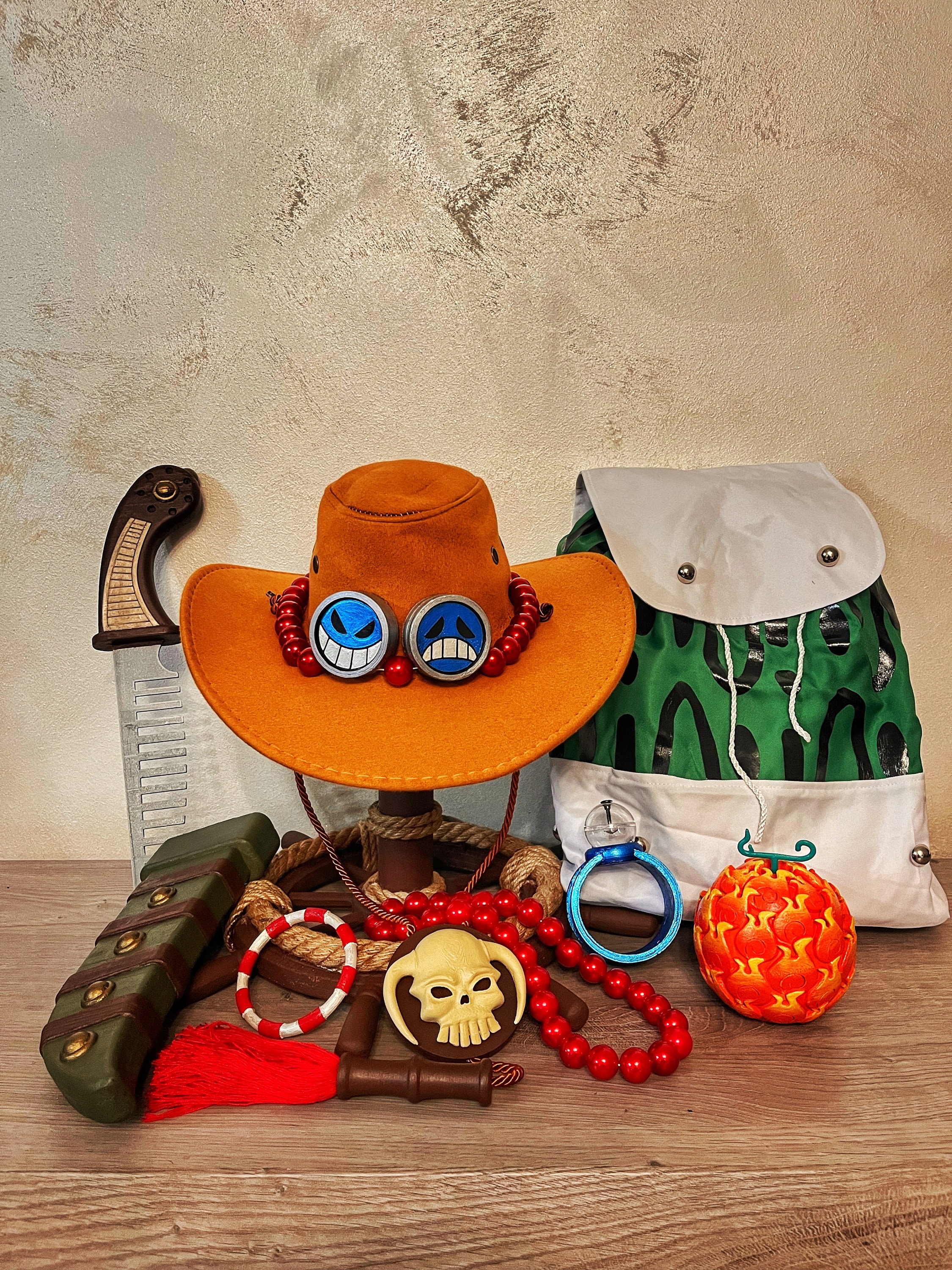  NOONSIAL OP Ace Hat and Necklace Suede Cowboy Hat Kaizokuou  Fire Fist Ace Cowboy Hat Cosplay Hat with ACE Necklace : Clothing, Shoes &  Jewelry
