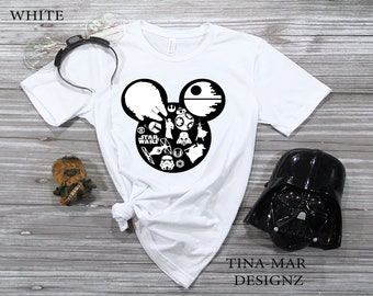 Disney Star Warz Mickey Head Shirt\\Star Wars Characters shirt\\Disney Shirt\\Unisex Shirt