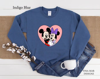 Mickey and Minnie Holding Each other Sweatshirt\\Disney Valentine Sweatshirt\\Mickey and minnie Sweatshirt\\Unisex Sweatshirt