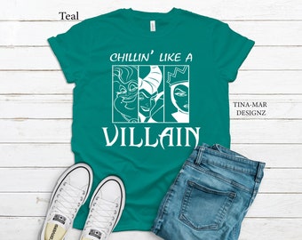 Chillin come un cattivo Halloween (stampa bianca) Camicia , Camicia di Halloween Disney , Donne Halloween Horror Nights Camicia , UNISEX T-shirt