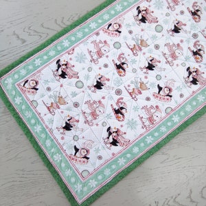 Christmas quilted table runner handmade Winter holiday table runner