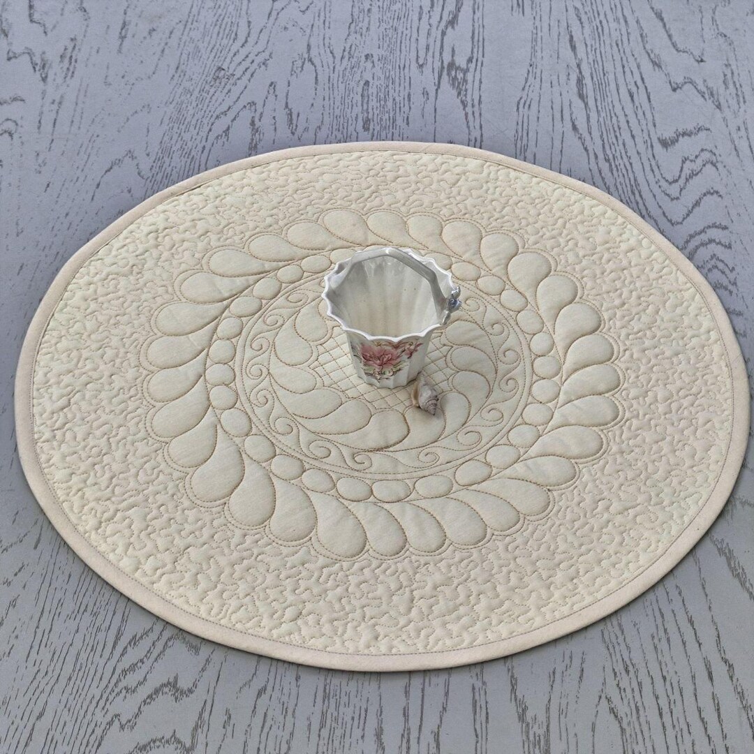 Round Table Table Topper Handmade Quilted Round Table Topper: Elegant Intricate Design, Dining ...