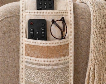 Remote Control Holder: Sofa Caddy, Fabric TV Remote Organizer with 2 Pockets