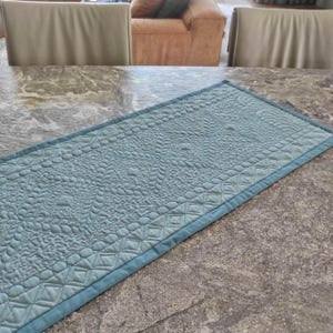 Holiday quilted table runners Table topper Duck egg blue*