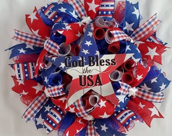 Patriotic Wreath/Memorial Day Wreath/4th of July Wreath/Stars and Stripes Wreath