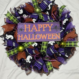 24” Happy Halloween Deco Mesh  Front Door Wreath