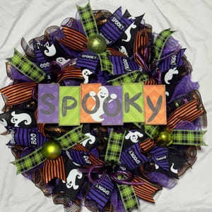 24” Happy Halloween Deco Mesh  Front Door Wreath