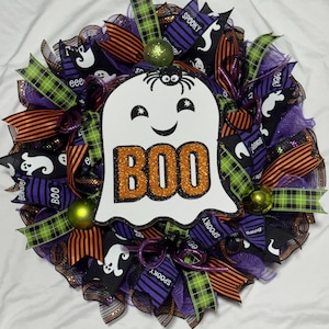 24” Happy Halloween Deco Mesh  Front Door Wreath