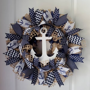 Navy Blue Nautical Wreath- Anchor